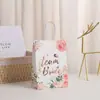 Saco de presente de casamento dourado dos dois lados, saco de flor requintado, saco de papel com estampa de letras, saco de presente para as mãos, atacado