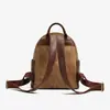Mochila Facial de Gato para Mujer GDCK Mini Mochila de Día Color Café tipo Gamuza con Colgante de Peluche