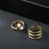 Anillos Abiertos Populares Europeos y Americanos de Acero Inoxidable Transfronterizos para Mujeres, Anillos de Línea Cruzada Electroplateados Hip-Hop Personalizados al por Mayor