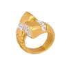 Anillo con Patrón de Serpiente Acero Inoxidable Chapado al Vacío Oro PVD Incrustado con Circonita Anillo Abierto Moda Europea y Americana Retro Joyería de Mano para Mujer