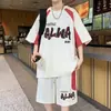 Conjunto de camiseta de manga corta de seda helada para talla grande 150 kg con pantalones cortos, estilo casual americano, conjunto de dos piezas único estilo Hong Kong fino