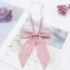 Corbata de Moño Larga Diagonal de Cuadrícula de Cubo Mágico al por Mayor en Stock para Mujer, Accesorio de Traje de Marinero Estilo Coreano, Corbata de Moño Jk Estilo Universitario