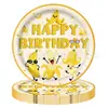 Nuevo set de decoración de vajilla de fiesta con tema de plátano amarillo lindo de dibujos animados para niños con platos de papel y servilletas de papel
