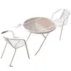 Conjunto de Mesa e Cadeiras Pequenas para Varanda de Três Peças Mesa e Cadeiras de Chá para Lazer Mesa e Cadeiras Externas Mesa Dobrável de Vidro Branco para Pátio Externo