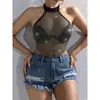 AYJ Ropa de mujer transfronteriza nueva sexy top sin mangas de cuello halter ajustado para festivales de música, top sin espalda de chica hot Y2290