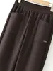 Pantalones harén para mujer de mediana edad, otoño 2026 nuevos pantalones casuales de lana ajustados de cintura alta versátiles, pantalones zanahoria