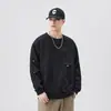 Camiseta Nueva de Primavera 2025 Talla Grande 65% Algodón Sudadera Americana Cuello Redondo para Hombre Pesada Moderna Guapo Holgada Casual