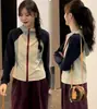 Chaqueta de Protección Solar con Cuello Alto de Color Contrastante para Mujer, Cárdigan de Verano con Mangas Raglán y Cremallera, Delgado y Transpirable, Adecuado para el Viaje Diario y el Uso Casual, Nuevo Modelo 2026