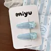 Novo clipe BB azul doce sal marinho versátil transparente em formato de coração para franja de crianças, acessório de cabelo com laço lateral para meninas