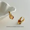 Pendientes de Cristal de Azúcar en Cubo Dorados Estilo Europeo y Americano Transfronterizos para Mujer, Pendientes y Accesorios para Orejas Exquisitos de Tendencia de Personalidad de Gama Alta de Nicho