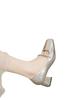 Zapatos Mary Jane de Tacón Grueso para Mujer 2025 Otoño Nuevo Superficie Suave Boca Baja Punta Cuadrada con Falda Versátiles Zapatos de Mujer de Tacón Medio