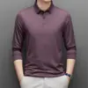 Primavera 2023 nuevo hombre manga larga solapa color liso camiseta joven y mediana edad Moda Casual polo una pieza entrega