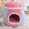 Nido para Gato de Hongo Invierno Engrosado Cálido Conejo Felpa Removible y Lavable Nido para Mascota Nido Redondo Tamaño Pequeño Suministros de Perrera para Perros