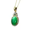 Joyería de Moda al por Mayor Colgante Ojo de Gato de Jaspe Jade Incrustado en Oro Collar para Hombres y Mujeres Fábrica de Joyería Transmisión en Vivo Stock Disponible