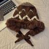 Liquidación Otoño e Invierno Lindo Cálido Protección de Orejas Gorro de Lana Tejido Felpa para Ciclismo, Estilo Adelgazante, Gorro de Pelo de Conejo para Mujer