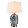 Lámpara de Mesa Cerámica Estilo Americano Simple Moderno Material de Cobre Chapado en Oro Iluminación para Sala de Estar, Dormitorio, Mesita de Noche, Habitación Modelo de Hotel