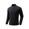 Camiseta deportiva para hombre, cuello alto estilo americano, media cremallera, para fitness, running, entrenamiento, transpirable, secado rápido, sudadera casual de manga larga