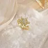 Anillo Giratorio Nuevo para Pareja Transfronterizo Anillo de Diamante para Mujer Circonita Anillo de Boda Abierto Chapado en Oro Dominante Versión Coreana Venta al por Mayor Europea y Americana