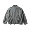 Ropa Vintage 25 Otoño Nueva Tendencia Retro Americana Lavada Desgastada Color de Contraste Cuello Solapa Chaqueta de Trabajo para Hombre