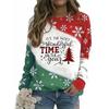 2025 Novo Amazon Transfronteiriço Solto Colorido Natal 3D Camiseta Longa Exportação Roupas Europeias e Americanas Pulôver Gola Redonda com Capuz
