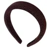 Diadema de tela a rayas estilo coreano con esponja y ala ancha, adecuada para frentes amplias, para lavarse la cara, cubrir mechones rebeldes y como accesorio para el cabello de uso diario para ir al trabajo.