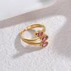 Anillo europeo y americano INS de acero inoxidable chapado en oro de 18 quilates con forma de hoja de tres capas de acero de titanio, anillo abierto creativo personalizado ajustable
