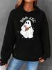 Otoño e Invierno Nuevo Sudadera de Mujer con Capucha de Manga Larga con Bolsillo Canguro Waffle Estampada para Halloween Talla Europea Transfronteriza Europea
