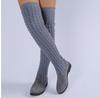Nuevas Botas de Mujer Otoño e Invierno, Botas Altas de Lana Tejida de Suela Plana Elásticas Hasta la Rodilla, Multifacéticas, Tendencia, Entrega al por Mayor