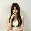 Popular postizo de seda mate de TikTok para mujer, con flequillo lateral para cubrir las canas, estilo liso, red de rosa, venta al por mayor desde el fabricante