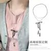 Collar de metal cruzado vintage desgastado estilo nacional Bohemio colgante de anillo largo cadena de suéter versátil moda