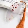 Estilo chinês simples artístico requintado borla folha marcador de página clássico estilo antigo criativo fresco estudante pequeno presente