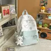 Mochila para Secundaria y Preparatoria, Estilo Coreano, Ligera, Fresca y Sencilla, Gran Capacidad, Estampado de Niña Linda, Estilo Académico, Mochila de Doble Hombro