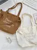 59261 Bolsa de Lona para Estudiantes Mujer 2025 Nueva Tendencia Coreana Bolso Tote con Letras Bolsa de Compras Casual Gran Capacidad