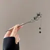Grampo de Cabelo de Madeira de Alta Qualidade com Franjas e Design Floral, Acessório de Cabelo Estilo Chinês Tradicional para Mulheres, Novo Modelo 2026, Novo Grampo de Cabelo Estilo Chinês