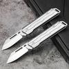 Mini Cuchillo Plegable de Acero Inoxidable para Exteriores, Cuchillo Plegable Portátil con Mango Completamente de Acero para Guardar Suministros para Exteriores