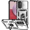 Para Samsung A14 Capa de Celular Anti-queda Suporte de Anel Invisível Push Window Capa Protetora Magnética para Celular