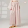 Blusa de Gasa Clásica con Cuello Fluido, Top de Malla, Conjunto de Práctica de Danza China, Disfraz de Danza de Malla Etéreo