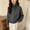 Estilo Europeu e Americano Moda Transfronteiriça Simples e Versátil Cardigan de Tricô de Gola Alta Casaco Outono e Inverno Novo Design Suéter Feminino