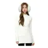 Camiseta Blanca de Manga Larga de Longitud Media para Mujer, Corte Ajustado, Cuello Alto, Capa Base Térmica, Cubre Glúteos, Top de Moda