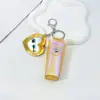 Bolsa de Batom Portátil Bolsa de Maquiagem Pequena Bolsa de Couro Colorida a Laser Chaveiro Batom Mini Bolsa de Cosméticos Chaveiro