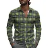 Camisas de Negocios para Hombre Transfronterizas con Patrones de Cuadros Rayados, Camisas de Manga Larga para Hombre, Tops de Primavera de Cuello con Botones