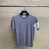 Ventas Directas de Fábrica Tb Nuevo Clásico de Verano Tejido de Cuatro Rayas Cuello Redondo Manga Corta Pulóver Casual y Cómodo para Hombres y Mujeres