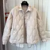 Chaqueta de Algodón a Cuadros Falsa de Dos Piezas para Mujer Invierno 2025 Nuevo Talla Grande para Gorditas Ajustada Holgada Chaqueta de Algodón Tendencia