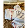 Pijama de Algodón de Manga Larga con Bloques de Color Estilo Perezoso Estilo Ins para Mujer, Nuevo para Primavera y Otoño 2025, Conjunto de Pantalones Largos Suave y Acogedor Ropa de Casa