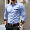 Bestseller de e-commerce transfronteiriço: novas camisas masculinas de manga comprida para primavera e outono, adequadas para uso formal, no trabalho e casual
