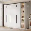 Armario para uso doméstico en el dormitorio, gabinete de almacenamiento de doble puerta, diseño moderno simple, adecuado para apartamentos pequeños y propiedades de alquiler, gabinete de almacenamiento ensamblado de lujo ligero
