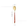 Cuchara de Acero Inoxidable 304 Estilo Coreano Mango Largo Cuchara Mezcladora Cuchara Doméstica Cuchara para Arroz Cuchara Redonda Cuchara para Café Alto Valor de Color Vajilla