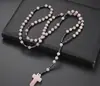 Collar Retro Religioso Personalizado No Magnético Transfronterizo Europeo y Americano Colgante de Piedra Natural con Cuentas Hecho a Mano Rosario