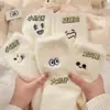 Calcetines Blancos de Terciopelo de Visón para Mujer en Invierno, Calcetines Peludos Cálidos de Media Pantorrilla con Forro Polar, Estilo Japonés Expresión Facial Divertida Protección para Dormir