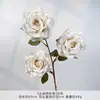 Ramo falso de simulación de color blanco terminado con flores de seda artificial para boda, fila de flores de plástico, arreglo de boda de alta calidad